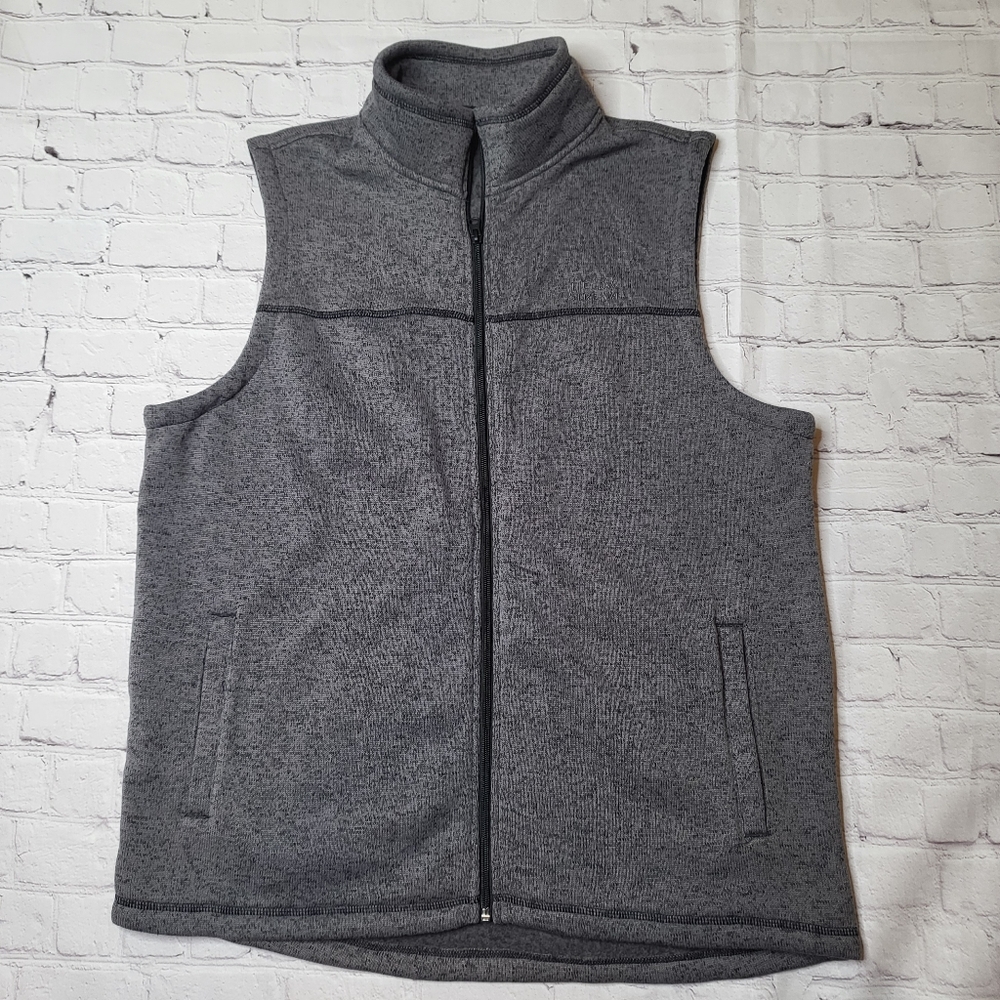 Field and Stream Gray Knit Zip-Up Vest - Fleece Lining - Size L - EUC